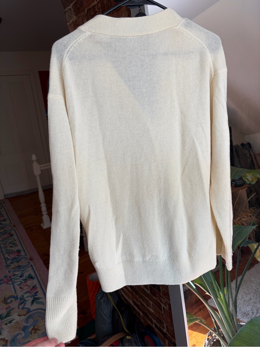 Muji Cream V-Neck Button-Front Sweater Cardigan - Picture 2 of 3